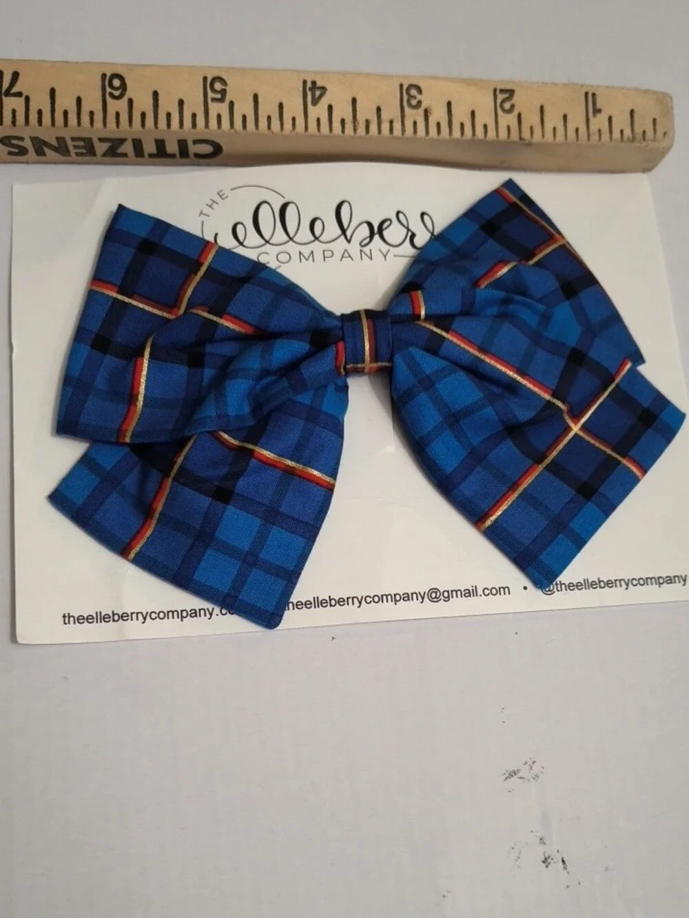 The Elle Berry Company Blue Plaid Kids Bow